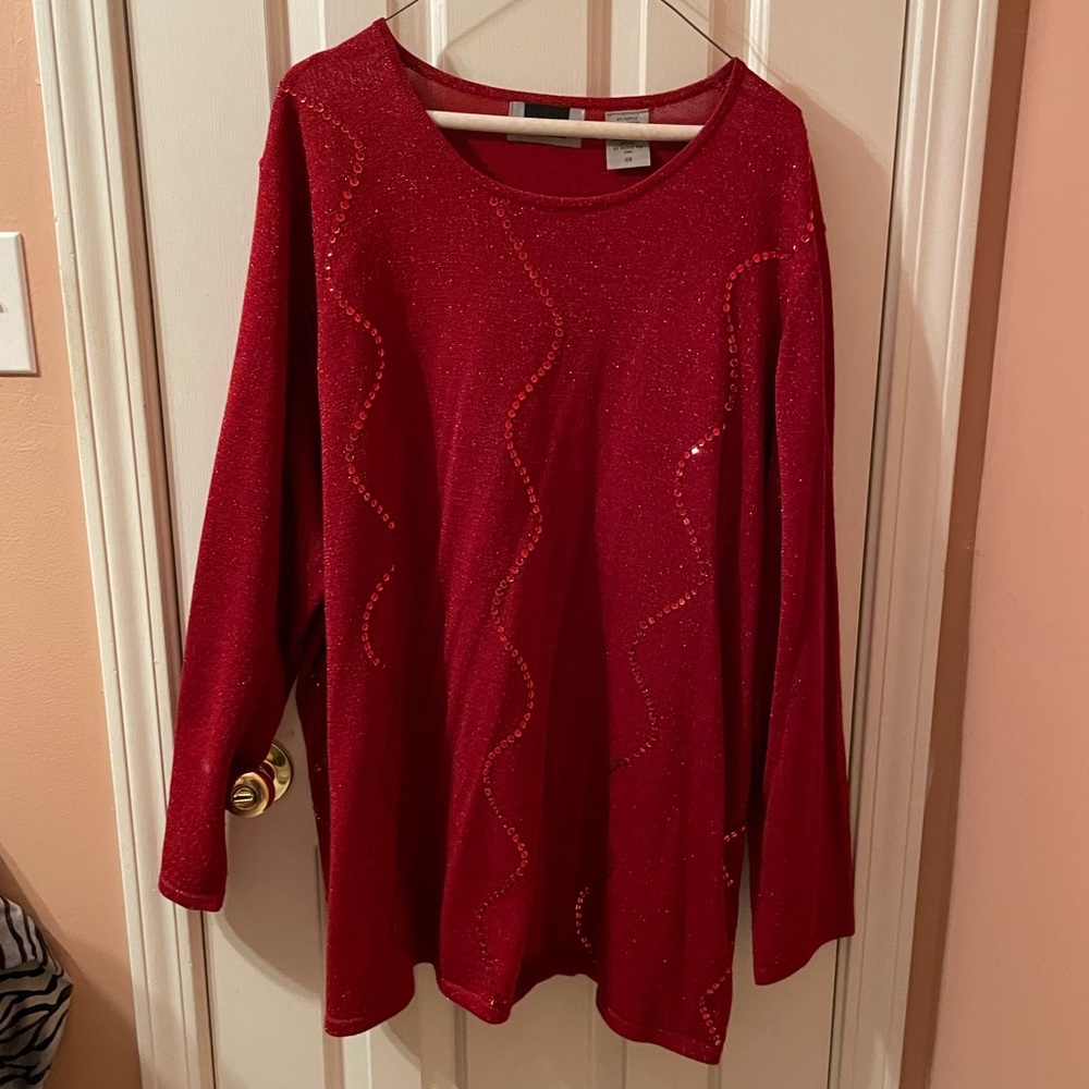 🎄Red Maggie Barnes Sequin Glitter Plus size Sweater